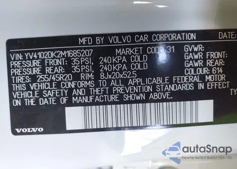 2021 Volvo Xc60 T5 Momentum z USA, uszkodzony, nr VIN YV4102DK2M1685207